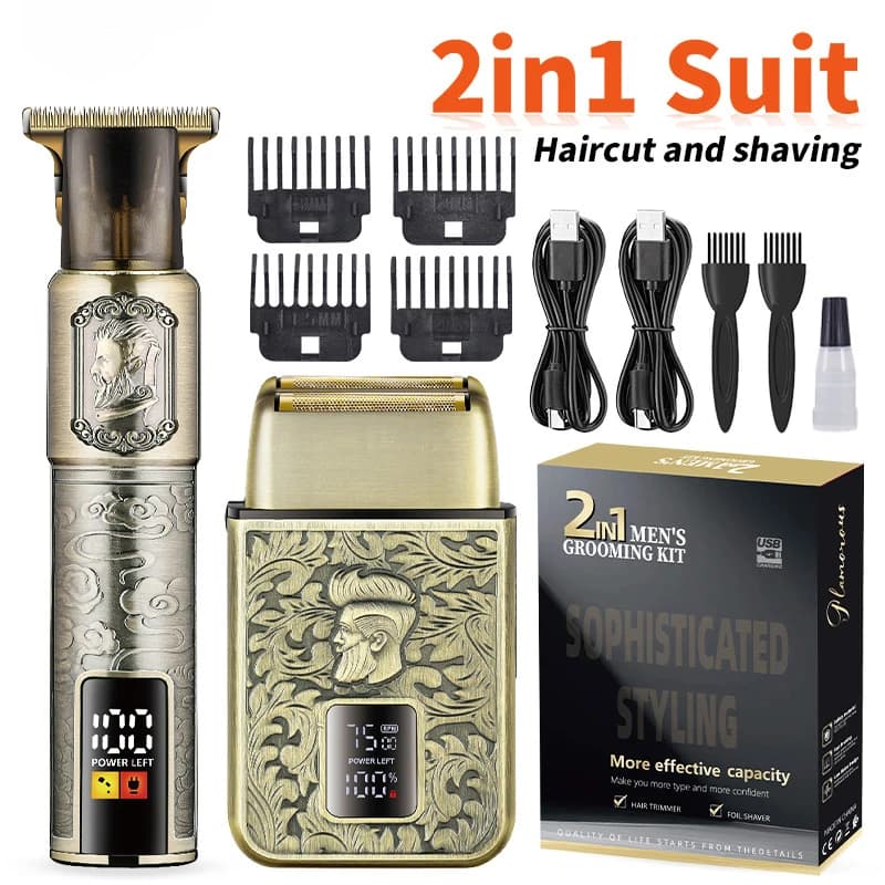 Professional 1000mAh 7500RPM electric haircut with ceramic blade, double blade regulator, barber set.