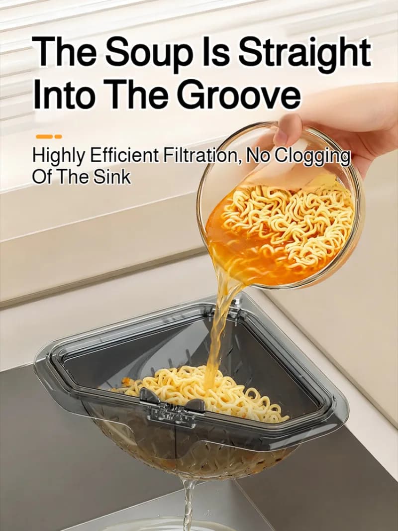 Kitchen Strainer Basket Sink Filter Drain Basket Space-Saving Durable Reusable Food Waste Filter Triangular Design for Kitchen