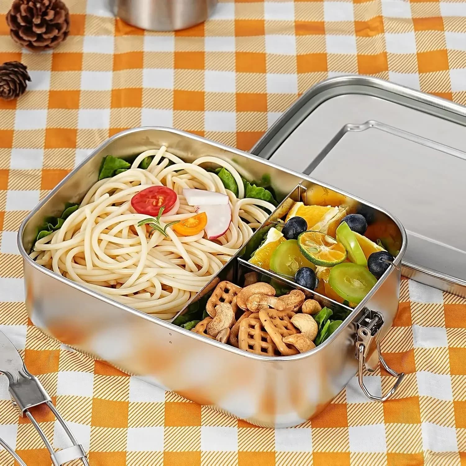 Contenitore per Pranzo Bento per Adulti, in Acciaio Inox 304, Ermetico, per Preparazione Pasti, Senza BPA