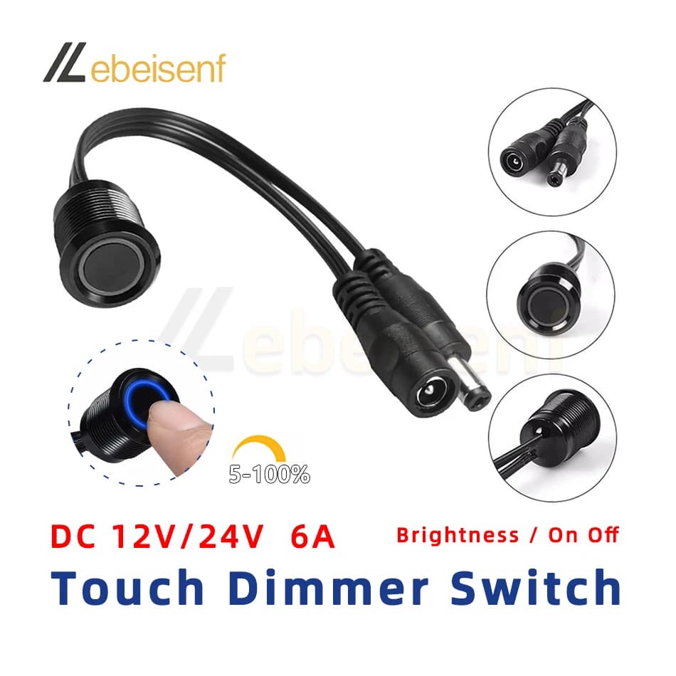 Dimmerabile LED Touch Dimming Switch Controller DC Plug 12V 24V 6A Single Color Strip Light Module Bar Cabinet Lamp Dimmer incorporato