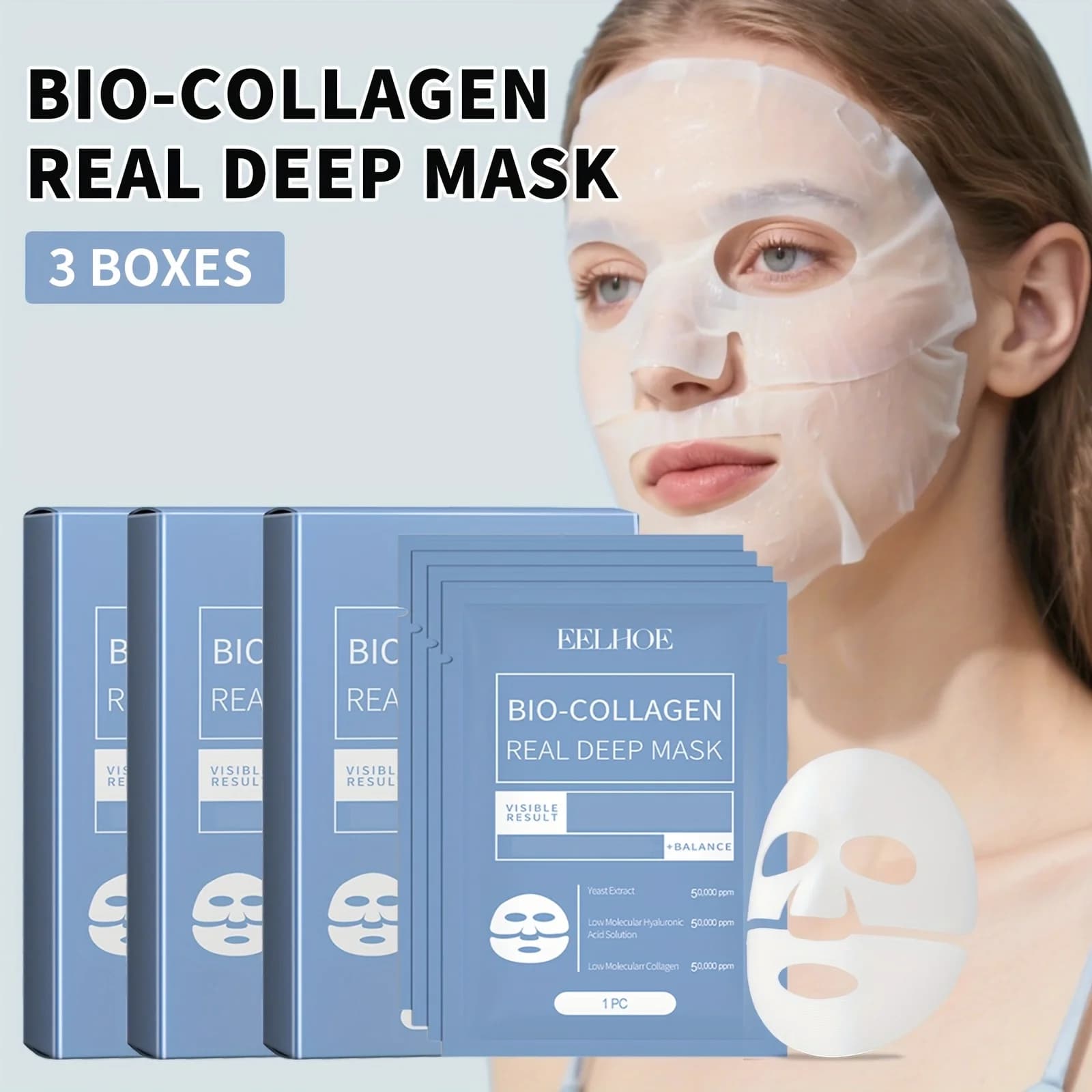 3 Confezioni (12 pz) Maschera Viso Idratante con Collagene Acido Ialuronico Niacinamide Vitamina E Idratazione Profonda per Tutti i Tipi di Pelle