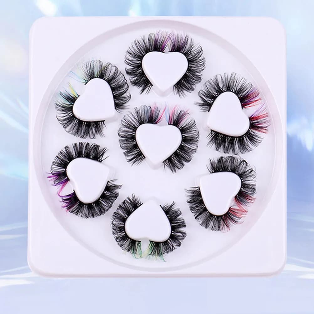 7 pairs of colored fake eyelashes, extension for soft, natural and light eyelashes, for parties, weddings, end-of-year dances, cosplay, dramatic make-up for eyes