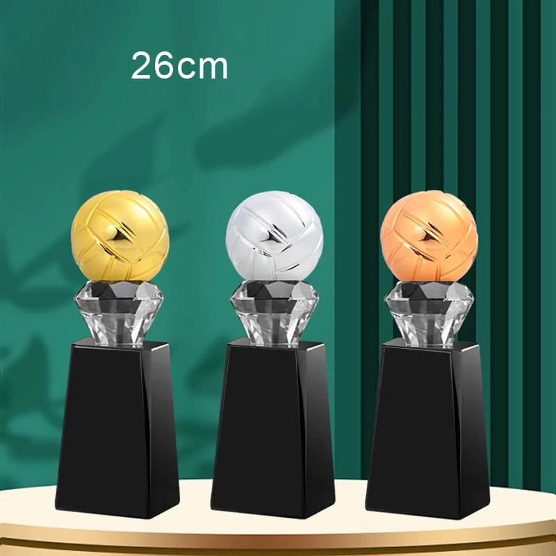 Custom Ping Pong, Volleyball, Balls, Crystal Trophy Gold Silver Copper Creative Sports Home Decoration Souvenir Prize 1 Piece