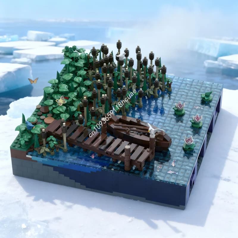 1417 Pezzi MOC Castello di Hohengeroldseck, Modello di Barca sul Lago con Canna, Blocchi da Costruzione, Giocattoli per Bambini, Regalo di Natale e Compleanno