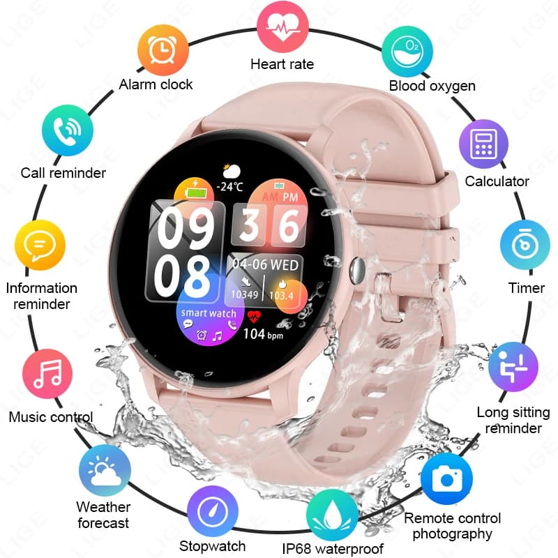 LIGE New Smart Watch Woman Man Called Bluetooth Sports Fitness Watches Heart rate Health monitor Smartwatch for Android iOS