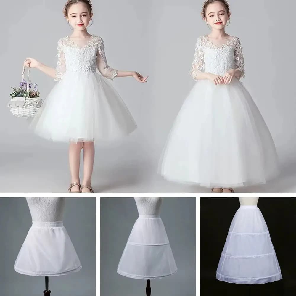 Accessori da Sposa: Sottogonna Bianca per Bambine, Crinolina a 1/2/3 Cerchi, Gonna Corta in Crinolina, Accessori per Abiti da Bambina