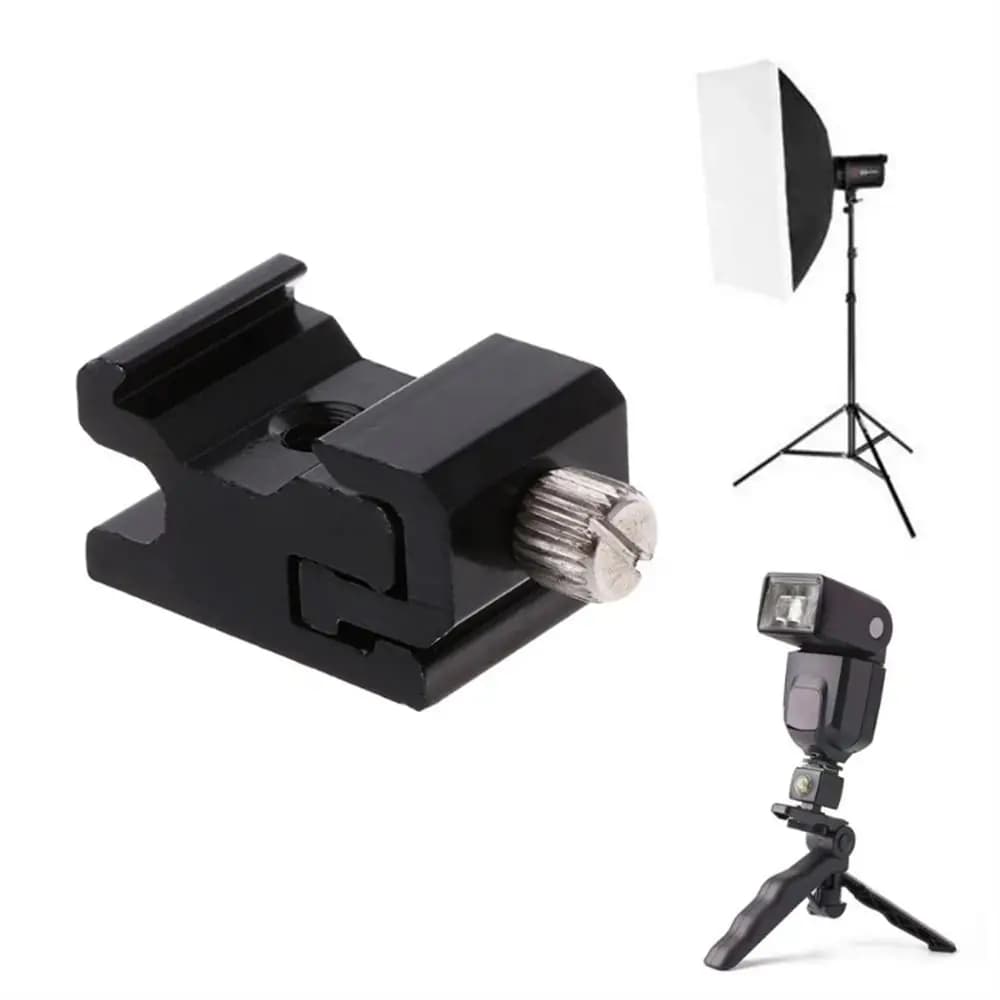 Supporto per treppiede Supporto per luce a vite da 1/4 in metallo Staffa per flash per fotocamera Staffa per slitta calda fredda Adattatore per montaggio su flash Staffa per flash per slitta calda