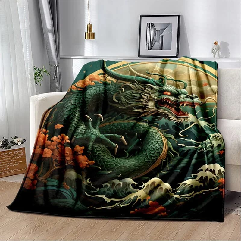 Coperta in stile cinese con drago sognante, coperta morbida per la casa, camera da letto, divano letto, picnic, viaggio, ufficio, regalo per bambini