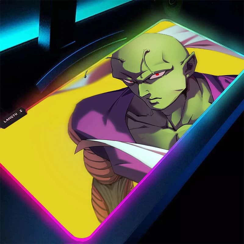 Tappetino per mouse LED DBZ Dragon Ball Piccolo Accessori da gioco retroilluminati Tastiera per computer Gamer Tappetino da scrivania RGB alfombrilla xxl Mousepad
