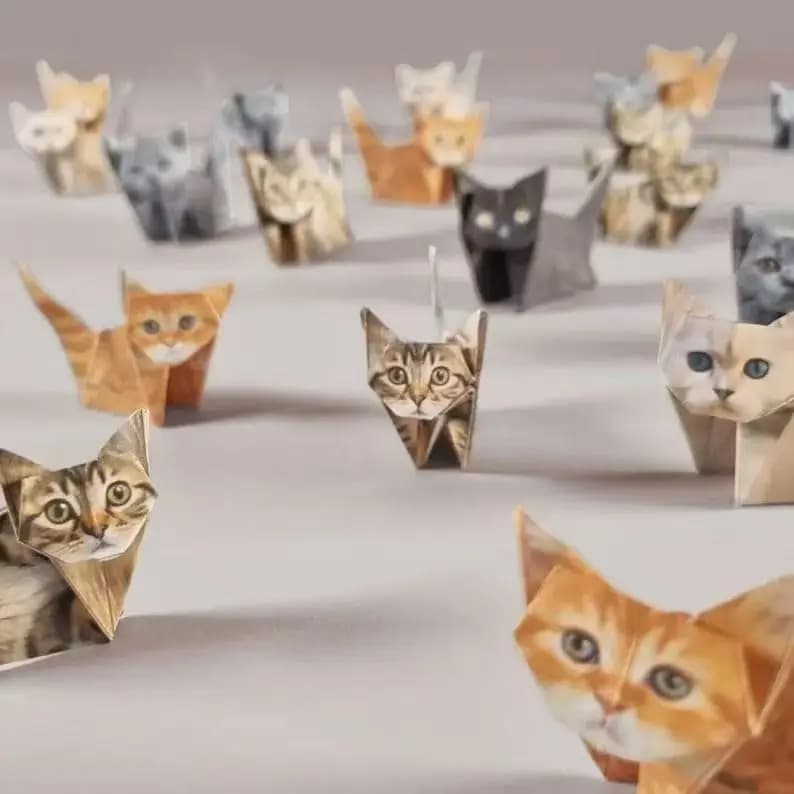 50Pcs 3D Animal DIY Origami Paper Kit Fold Your Own Cats Dogs Dinosaurs Lovely Craft Set Handmade Room Decor Toy for Kids Adults
