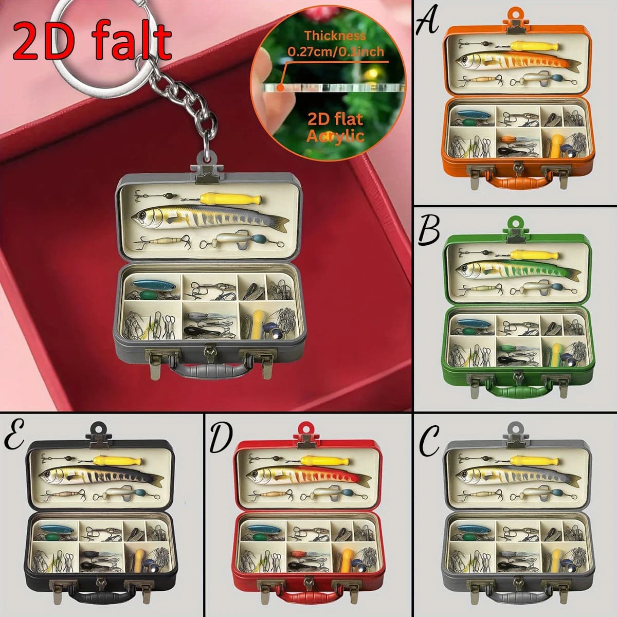 Custom 2D Acrylic Keychain for Fishing Equipment, Water Resistant and Scratch, Fisherman's Gift and Fishing Lovers