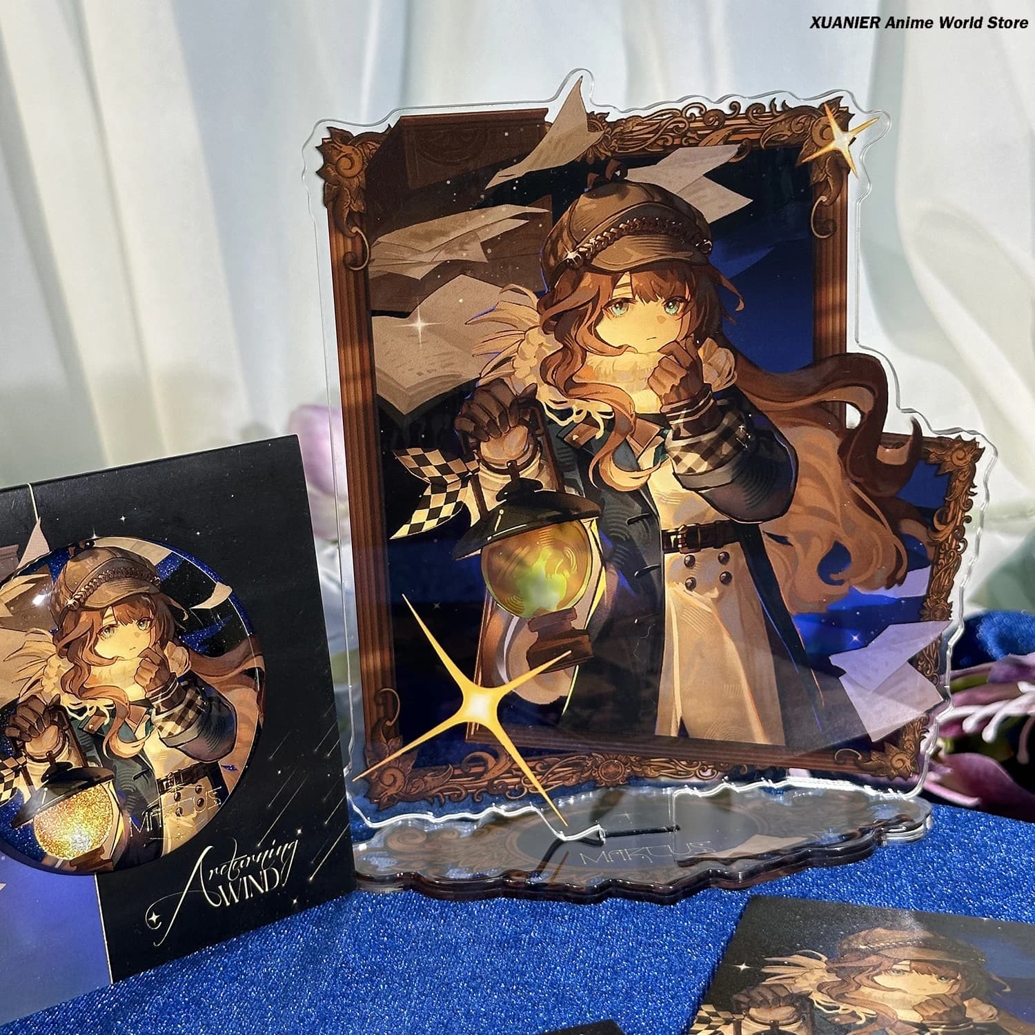 Modellino in acrilico a tema Game Anime Peripheral Marcus Reverse:1999, espositore da tavolo, badge, spilla, cartellino, decorazione per scrivania