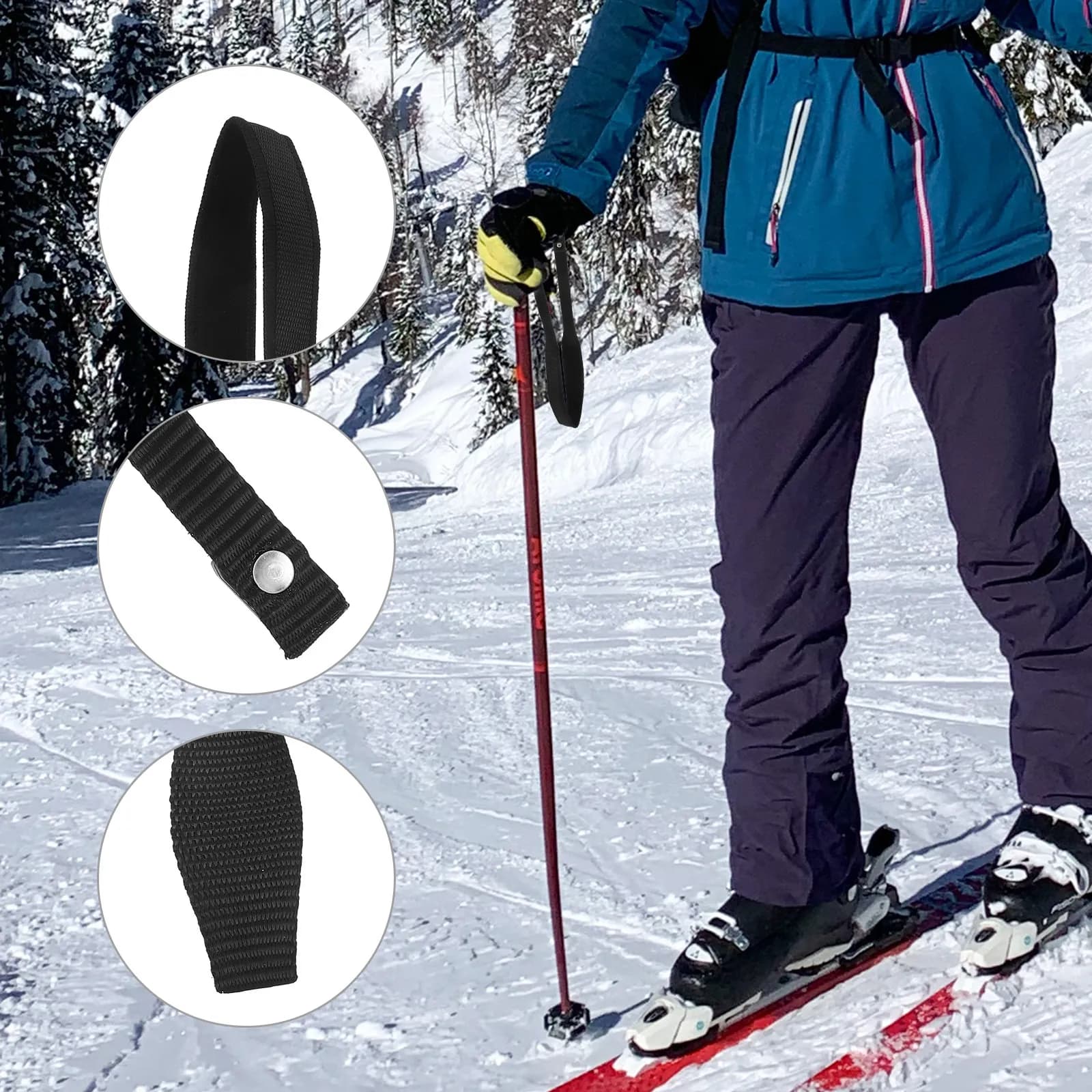 Cinghia Professionale per Bastoncini da Sci, Regolabile, Protettiva, Fascia di Fissaggio per Bastoncini da Trekking, Cinghia Protettiva per Bastoncini da Sci da Esterno