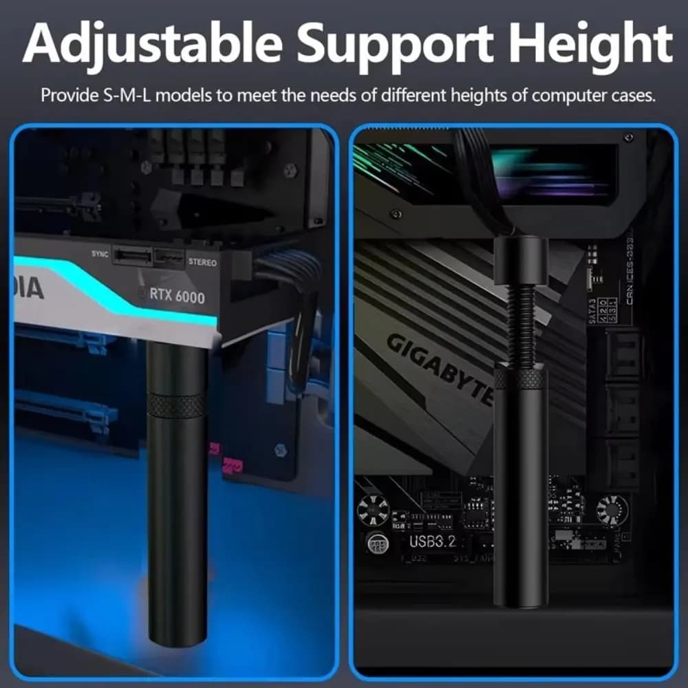 New Aluminum GPU Holder Vertical Black Silver Telescopic Rotating Stand 27-120mm Video Card Holder