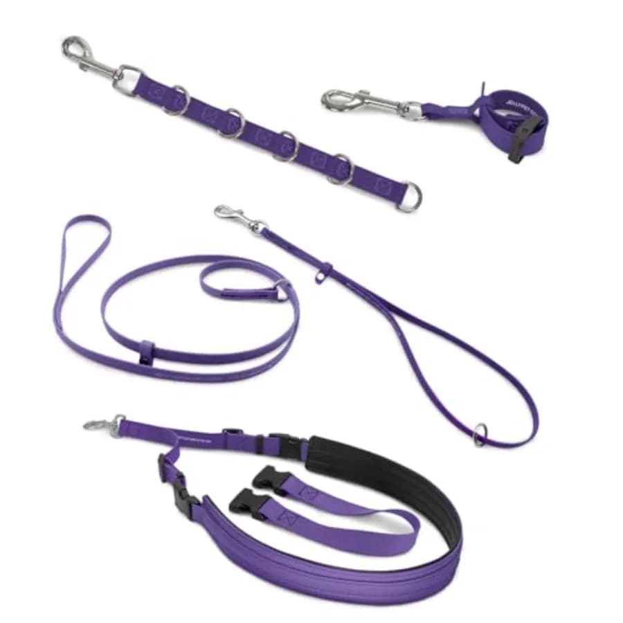 Kit Essenziale per Cuccioli Dog Pro Pack 5 in 1, Kit per la Toelettatura del Cane, Anello per Guinzaglio per Cani di Taglia Media e Piccola, Anello per Pancia e Prolunga, Viola
