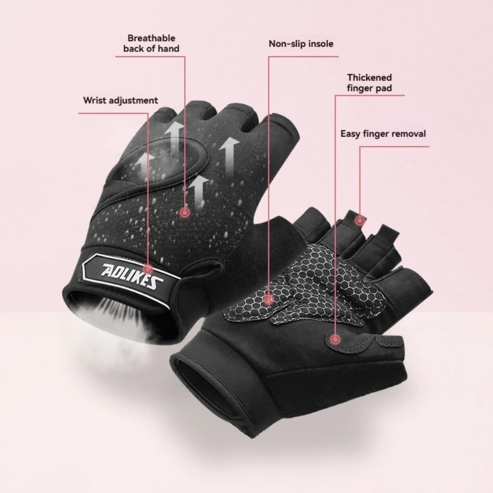 1 pair of sports fitness gym cycling gloves pull up half fingers breathable anti slip for weight lifting workout Crossfit