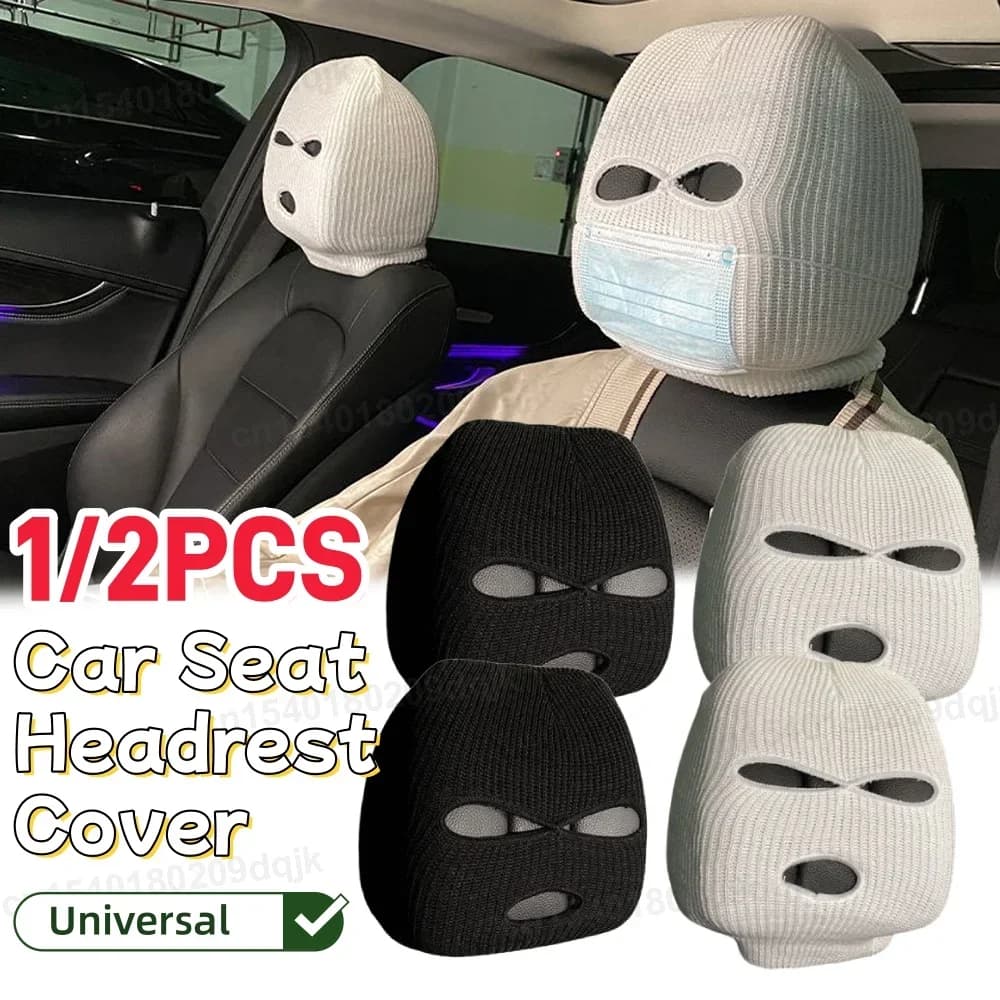 1-2PCS Parodia Coprisedile per auto Universale Mascherato Persona Copricapo Poggiatesta Decorazione Interni auto Avvertimento antifurto