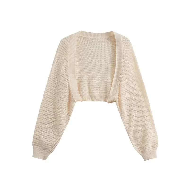 Blouse Jacket Women's Spring/Summer Shawl Cropped Knit Sun Protection Cardigan Batwing Sleeves Cut-out Waistcoat Tunic Versatile