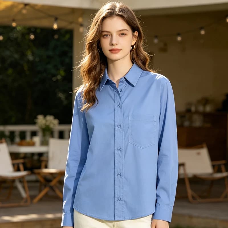 New Spring Summer Women's Single Breasted Shirt Turn Down Collar Long Sleeve Curved Hem Casual Work Office Blouse Top