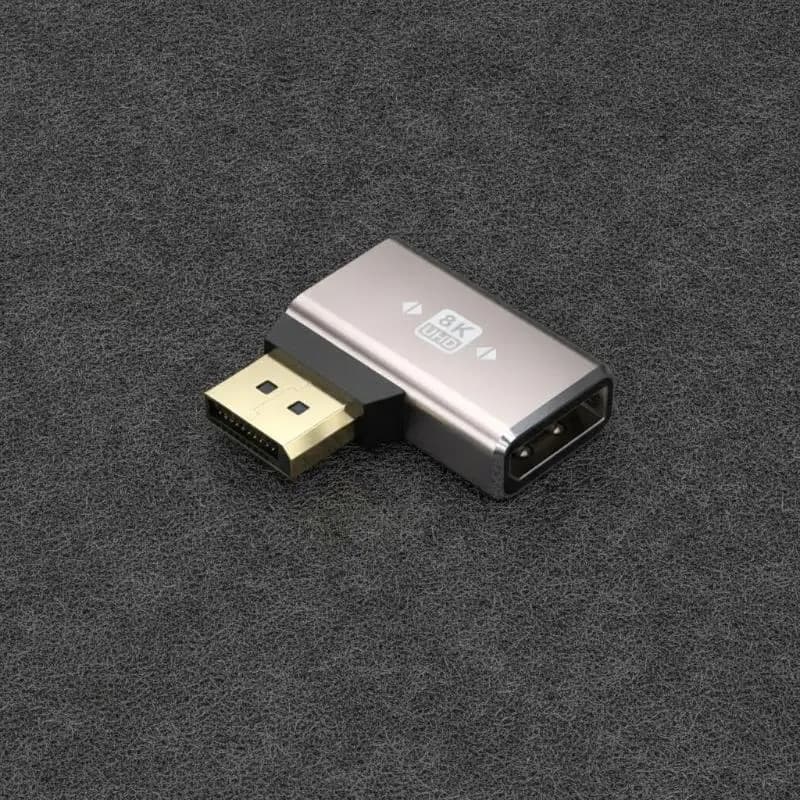 1Pcs DisplayPort Adapter Right Angle 90 Degree Male To Female DP1.4 Connector