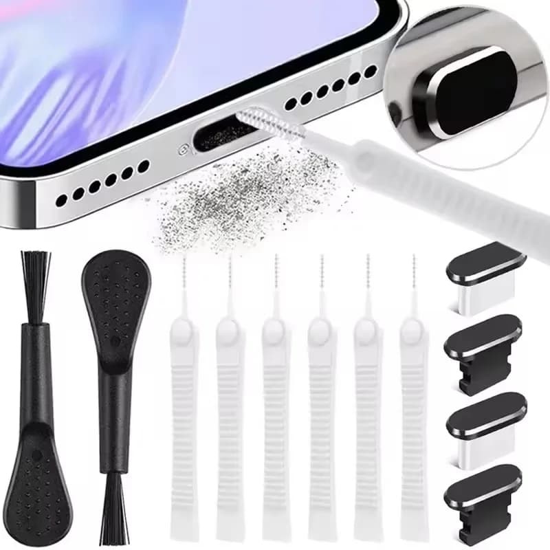 Metal USB C Dustguard for iPhone 16 15 Pro 14 17 Samsung Xiaomi Android, Charging Door Protection with Set Cleaning Brush