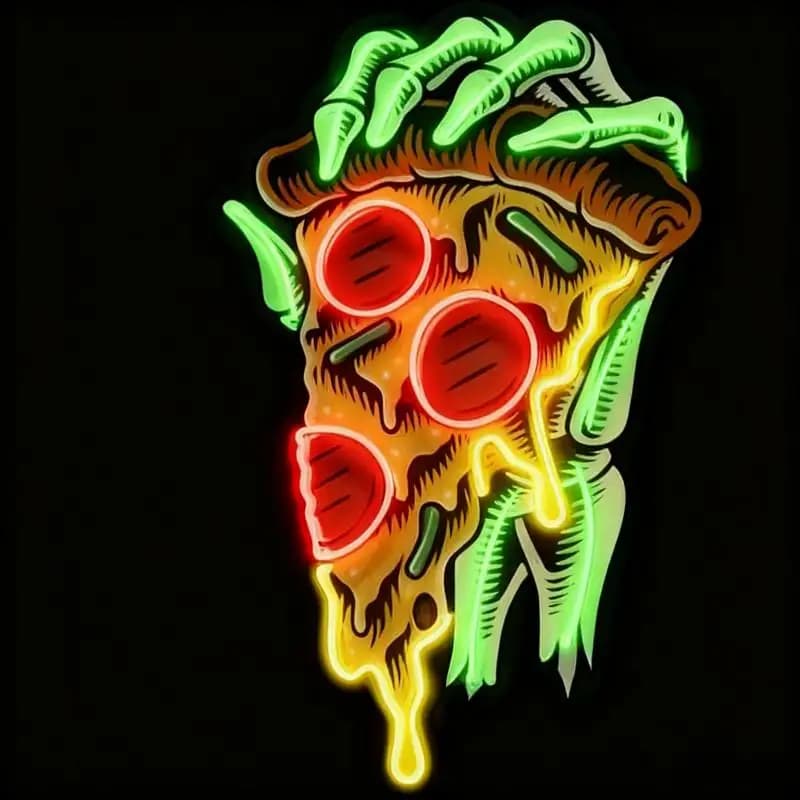 Insegna al Neon Pizza Stile Gotico, Decorazione Murale Artistica, Luce al Neon LED Dimmerabile per Pizzeria, Bar, Ristorante, Festa, Sala Giochi, Decorazione per la Stanza degli Uomini