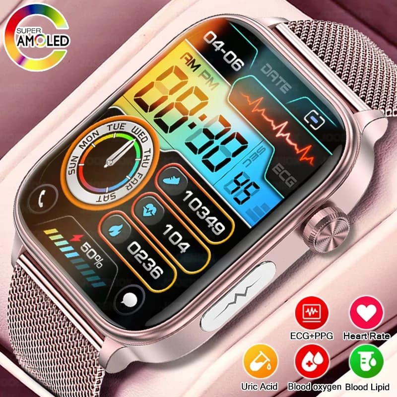 Rilevatore diagnostico AI Smart Watch Donna Test della composizione corporea dei lipidi nel sangue e dell'acido urico Localizzatore della salute mestruale delle donne 2025 Nuovo