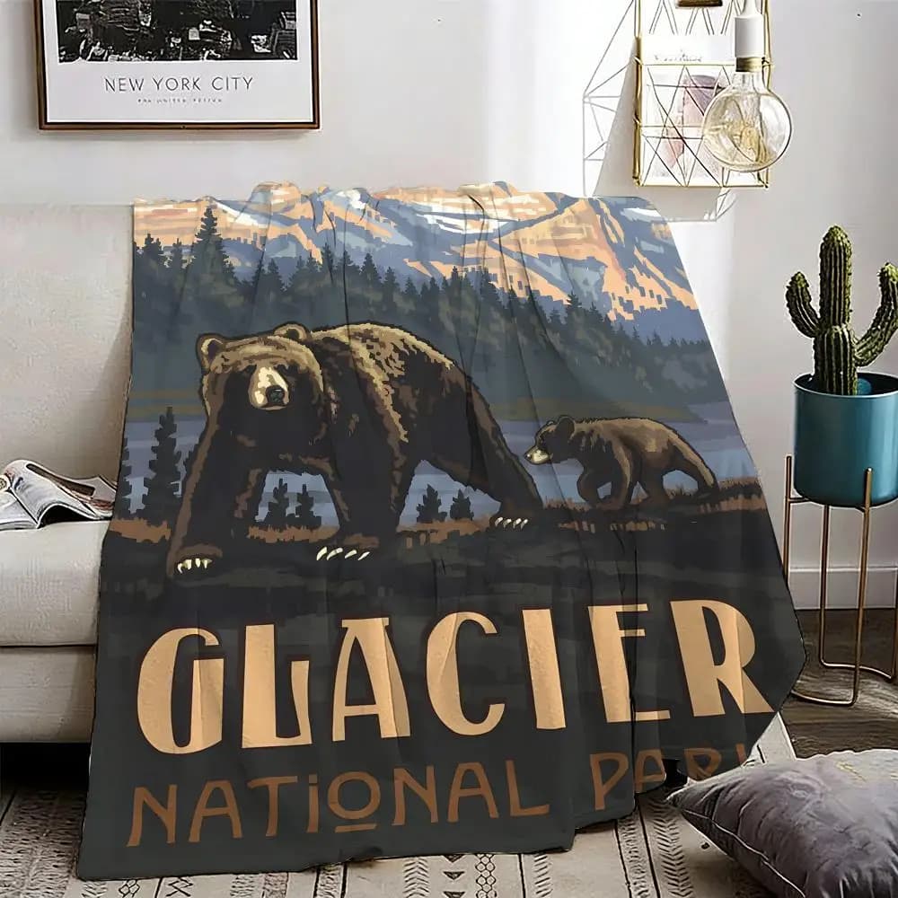 Glacier National Park Throw Lightweight 240g Flannel Blanket Soft Skin-friendly for Summer Cooling
