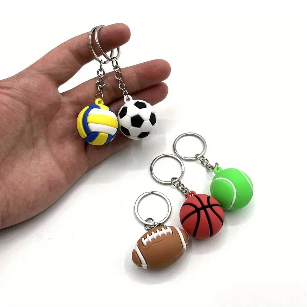Portachiavi in PVC Creativo a Forma di Pallone da Calcio, Basket, Pallavolo, Tennis, Rugby, Mini Anello Portachiavi, Ciondolo per Borsa, Accessori per Auto, Regalo