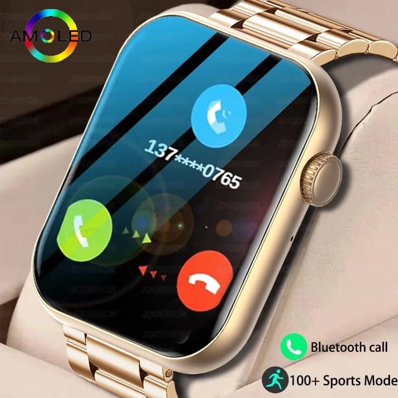Nuovo Smartwatch 2025 con Schermo AMOLED da 1,9 Pollici, Chiamate Bluetooth, Monitoraggio Frequenza Cardiaca, Fitness Tracker per Donne, Compatibile iOS