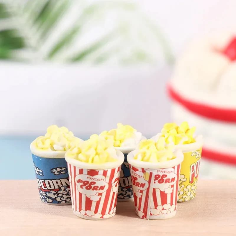 4 pezzi di popcorn in miniatura per casa delle bambole, giochi di finzione, cibo di simulazione della casa delle bambole