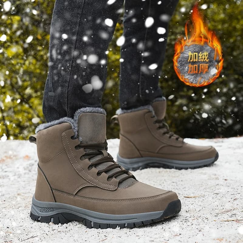 Nuovi Stivali Invernali da Uomo Impermeabili in Pelle, Sneakers Super Calde, Scarponi da Trekking e Lavoro, Taglie 39-48