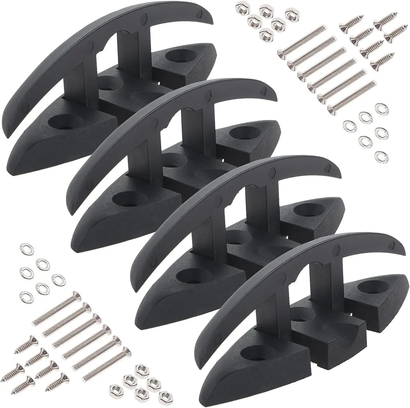 5 inch Boat Folding Cleat, 4 PCS Flip Up Dock Mooring Cleat Marine Deck Rope Cleat with Mounting Screws for Boat Kayak