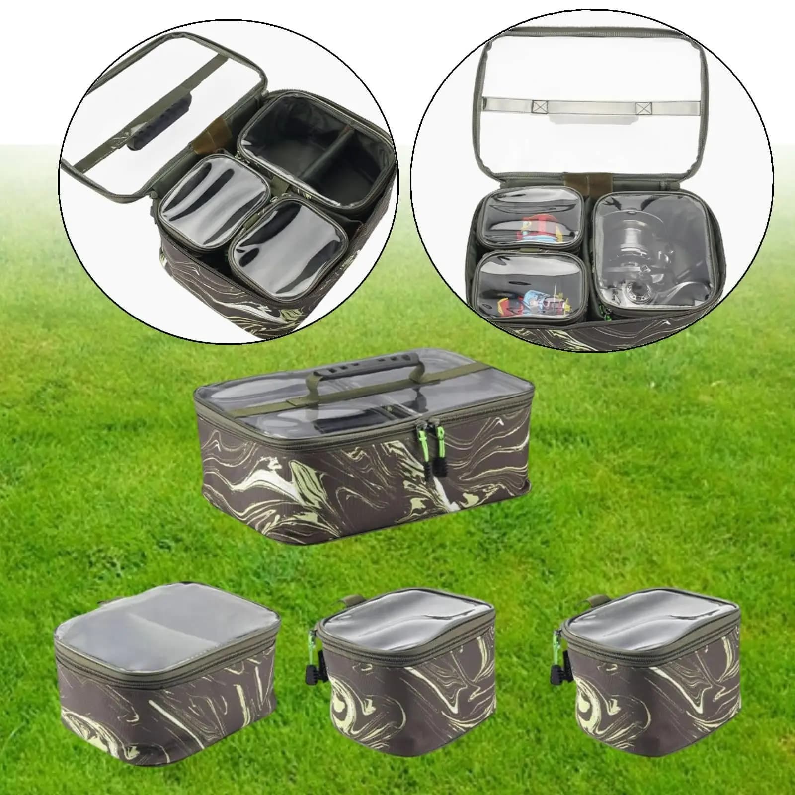 Tackle Box Fishing Reel Organizer Clear Mesh Pouch Large Capacity for Outdoor Fishing Trip Equipment Storage