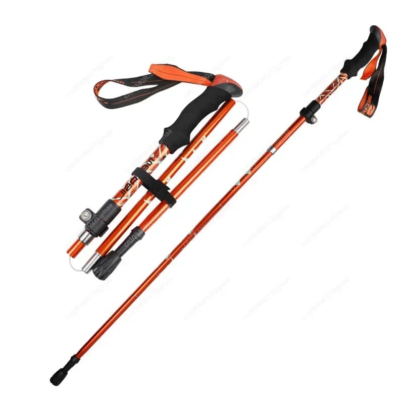 Outdoor Foldable Trek Stick Five Sections Carbon Aluminum Alloy Outdoor Block Five Section Ultralight Trekking Stick