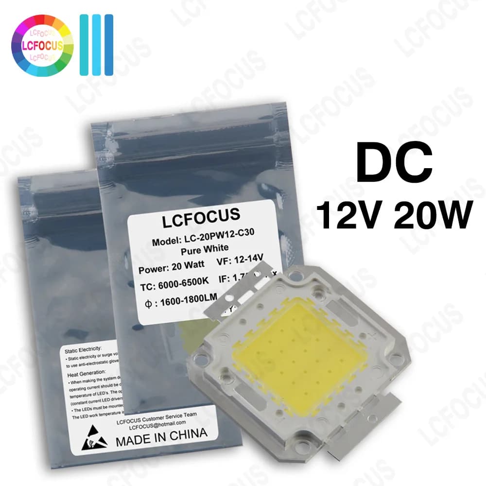 Chip LED ad alta potenza DC 12V 10W 20W 30W 50W Diodo COB bianco naturale caldo 3000K 6000K SMD per perline di luce 10 20 30 50 100 W Watt