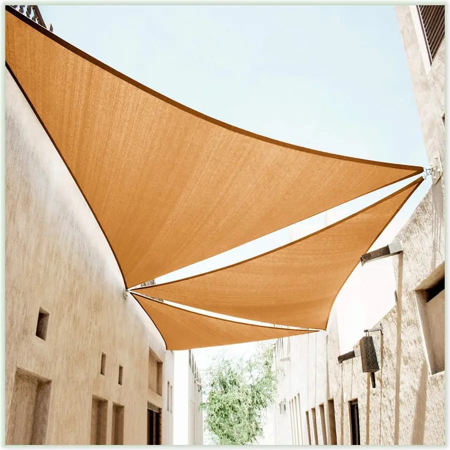 Tenda a Vela Parasole Triangolare 16x16x16 Beige Sabbia, Tessuto Resistente ai Raggi UV, per Uso Commerciale Pesante