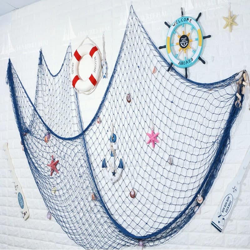 Grandi reti da pesca per tema ristorante Studio decorazione della casa puntelli in stile mediterraneo arazzi ornamento adesivi murali