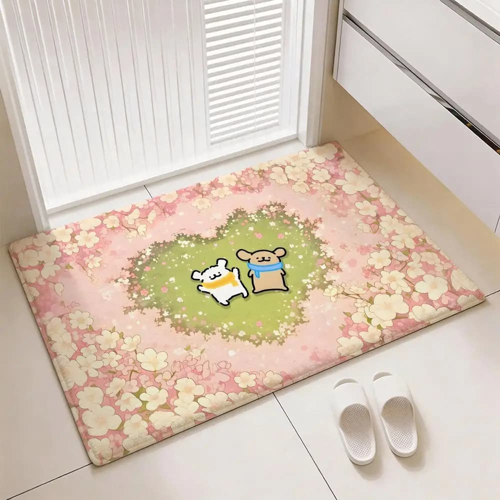 Tappetino da pavimento con cartoni animati di maltese e golden retriever, tappetino da porta in flanella morbida e ispessita, antiscivolo, per soggiorno, decorazione per la casa