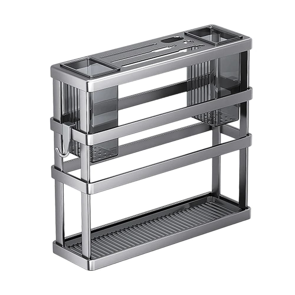 Wall Mounted Kitchen Organizer Rack for Cutting Boards Chopsticks and Cooking Tools with Non Drilling Installation