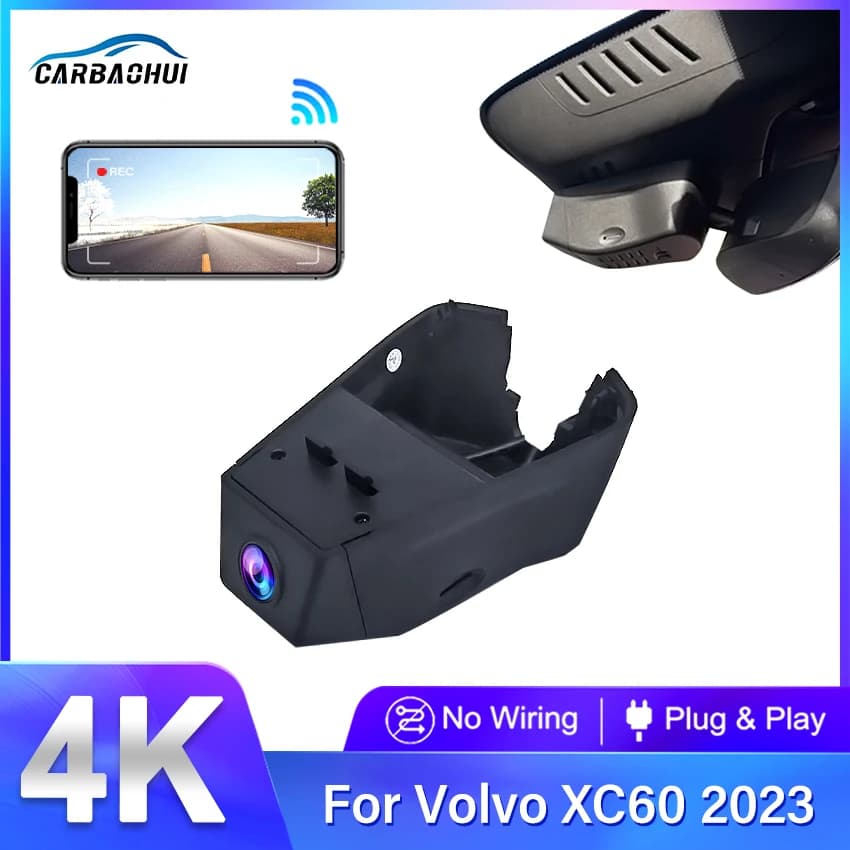 Dash Cam 4K HD 2160P Plug and Play with Wi-Fi and Dual Auto Lenten, Compatible with Volvo V60 XC60 S90 2022 2023 2024, App Control