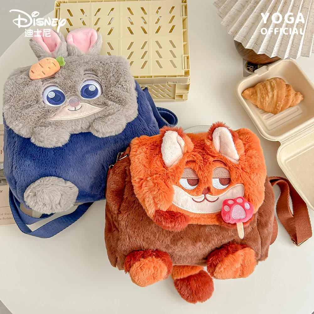 Borsa a Tracolla Originale Disney Zootopia in Peluche, Simpatica Judy Hopps Nick Wilde Coniglio Volpe, per Ragazze e Adolescenti, Regalo per la Scuola Quotidiana