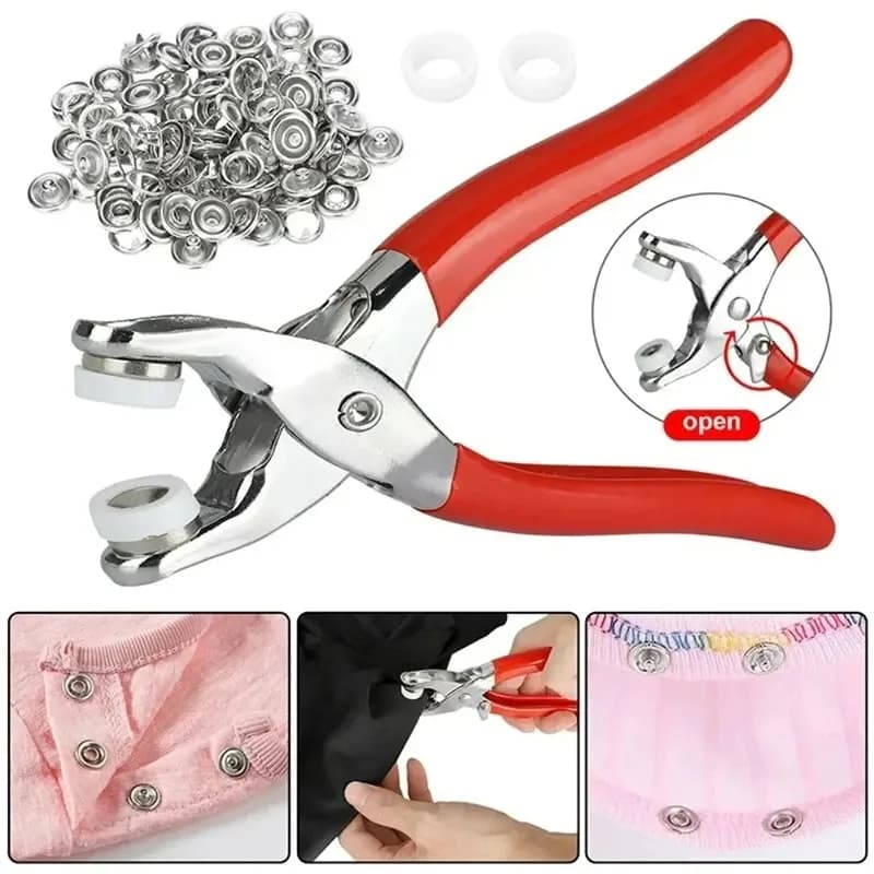 50 Set di Bottoni a Pressione Cavi a Cinque Griffe da 9,5 mm con Kit di Pinze, Chiusure a Scatto in Metallo per Progetti di Cucito e Abbigliamento per Bambini