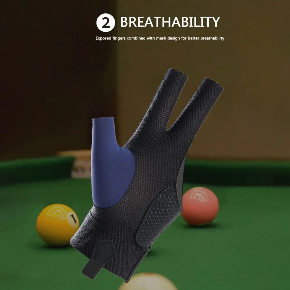 Guanto da biliardo per mano sinistra e destra, guanti da allenamento per biliardo traspiranti e antiscivolo, guanto elastico a tre dita, accessori per il fitness