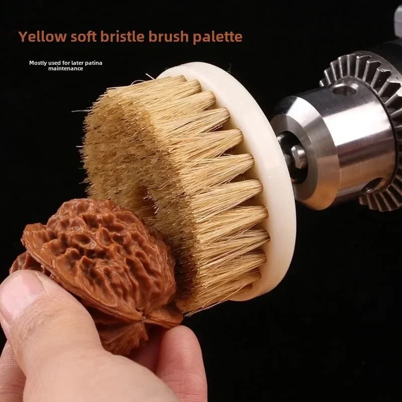 Spazzola a disco da 60 mm con setole in lana per la pulizia e la lucidatura di pelle, plastica, mobili in legno e interni auto, con asta.