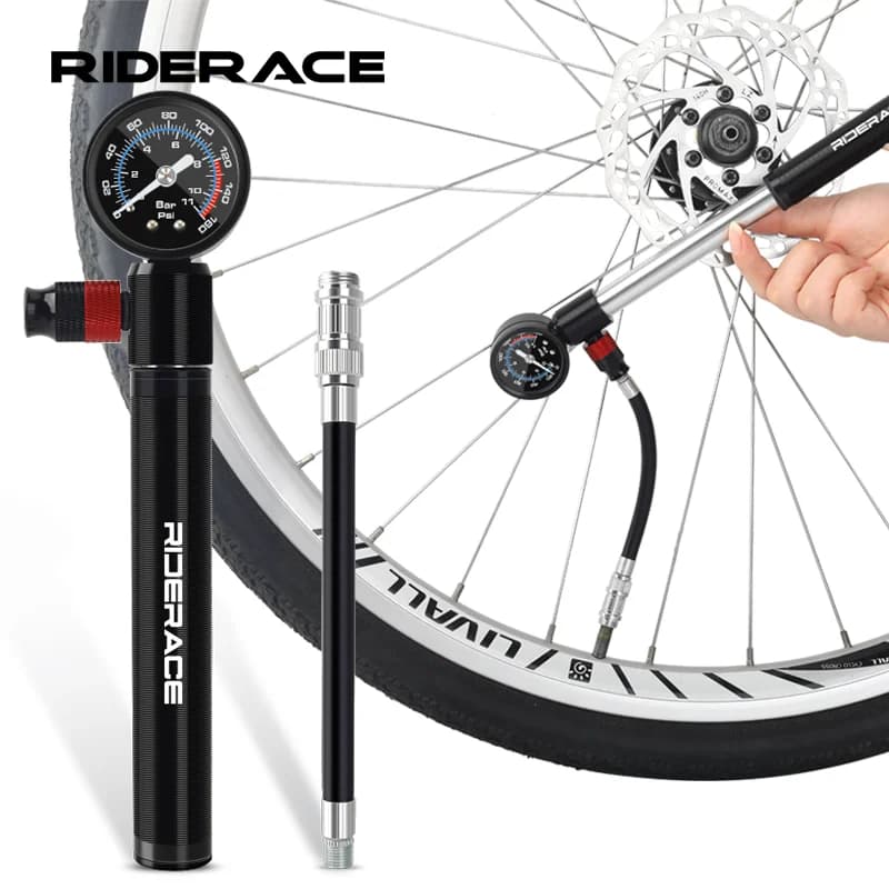 Pompa per bici portatile 160PSI ad alta pressione con manometro MTB Gonfiatore per pneumatici a mano per bicicletta da strada per valvola AV FV Presta Schrader
