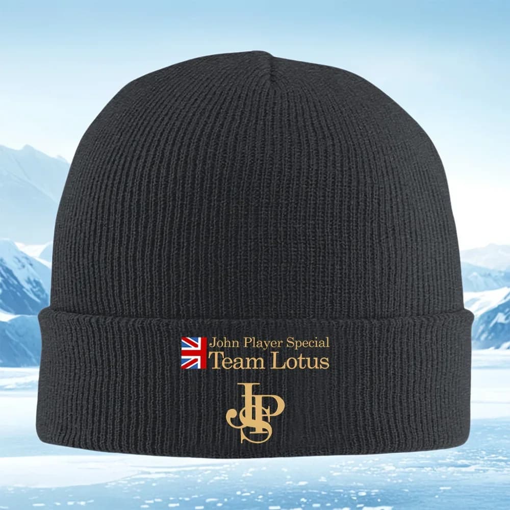 Bandiera britannica, Team Lotus Special, logo dorato, uomo, donna, unisex, cappello lavorato a maglia, berretto, cappello invernale, caldo, natalizio, per esterni