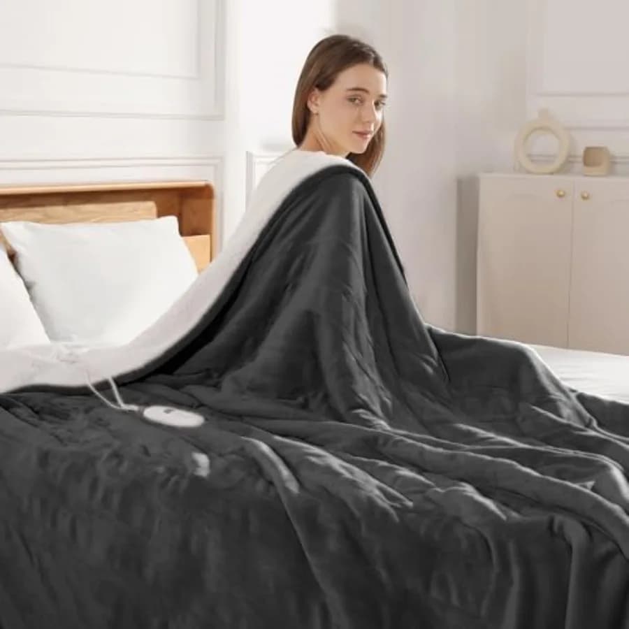 Coperta Elettrica Riscaldata Misura Queen 84X90 Pollici - Coperta Riscaldata per Letto con Doppio Controllo, 5 Livelli di Calore e Timer 10 Ore