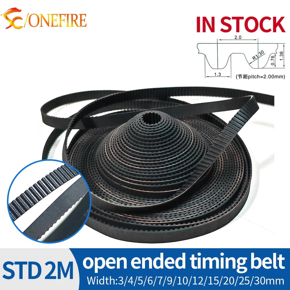 Cinghia dentata sincrona aperta STD 2M S2M Larghezza 3~30mm Gomma S2M-3/S2M-6/S2M-9/S2M-15 Cinghie per stampante 3D