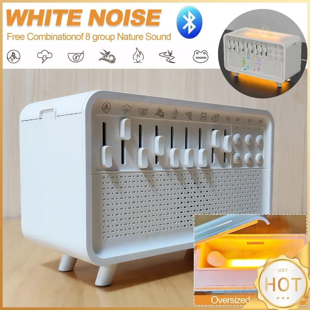 Altoparlante LED 4 in 1 con Rumore Bianco, Diffusore di Aromi, Luce Notturna, Umidificatore e Timer con 8 Suoni Naturali